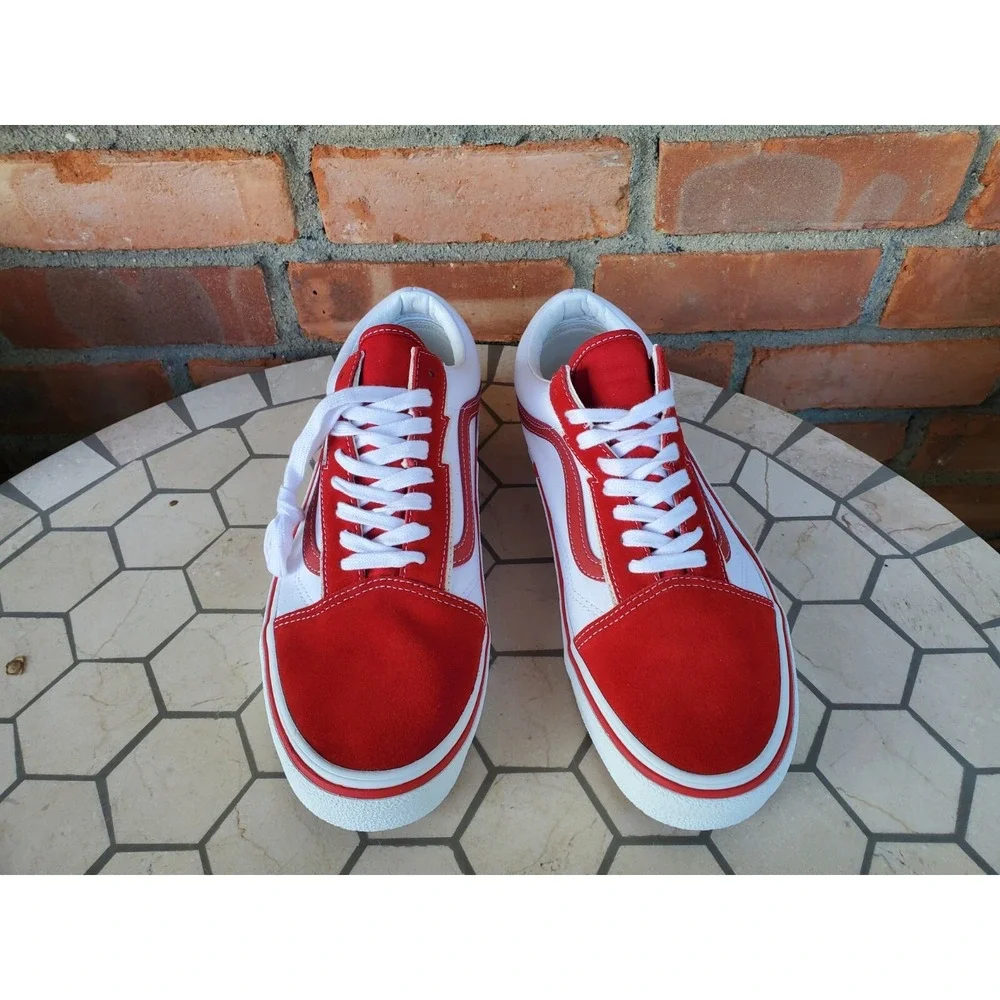 Men Size 6.5 VANS Old Skool Bolt Red VN0009Q56RT Rare Classic Suede Women Sz 8